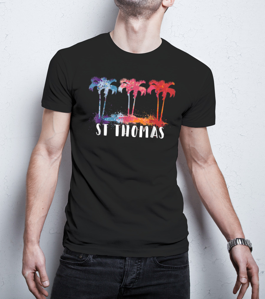 St Thomas Virgin Islands Tropical Palm Trees Paint T-Shirt