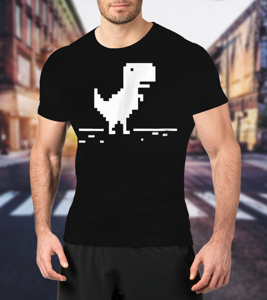T Rex Pixel Dinosaur No Internet Game T-Shirt
