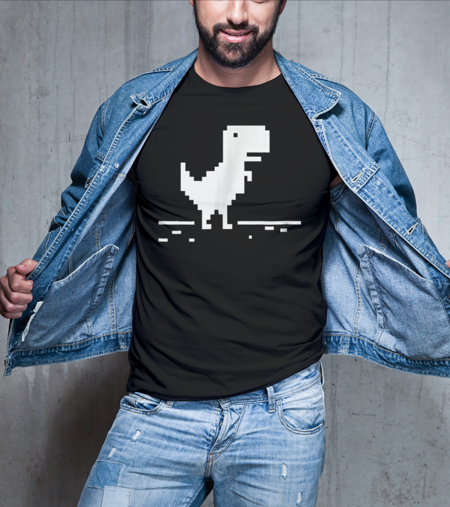 T Rex Pixel Dinosaur No Internet Game T-Shirt