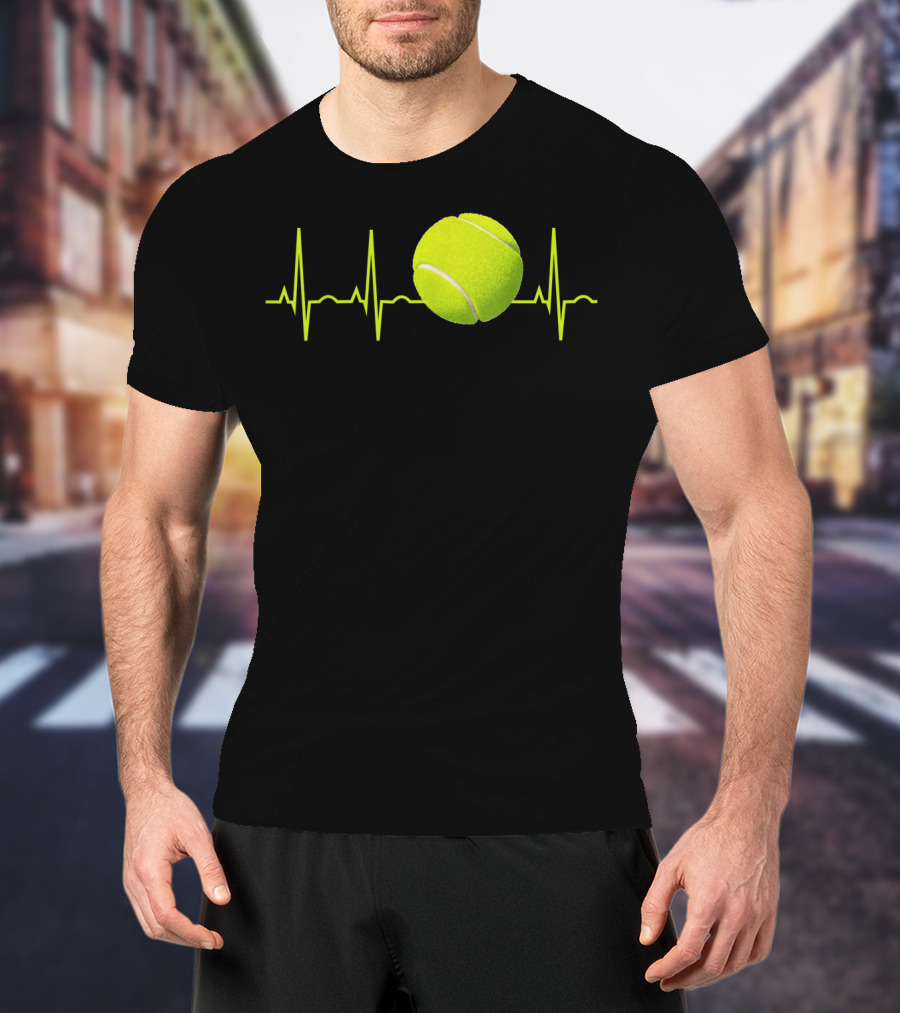 Tennis Lover Heartbeat Tennis Ball T-Shirt