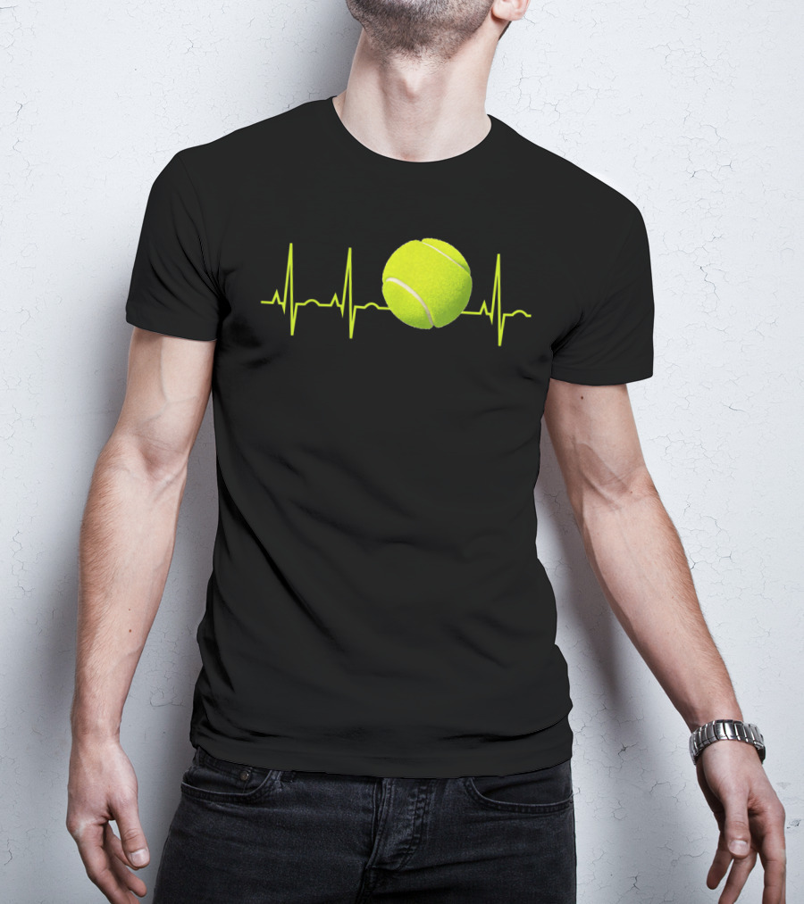 Tennis Lover Heartbeat Tennis Ball T-Shirt