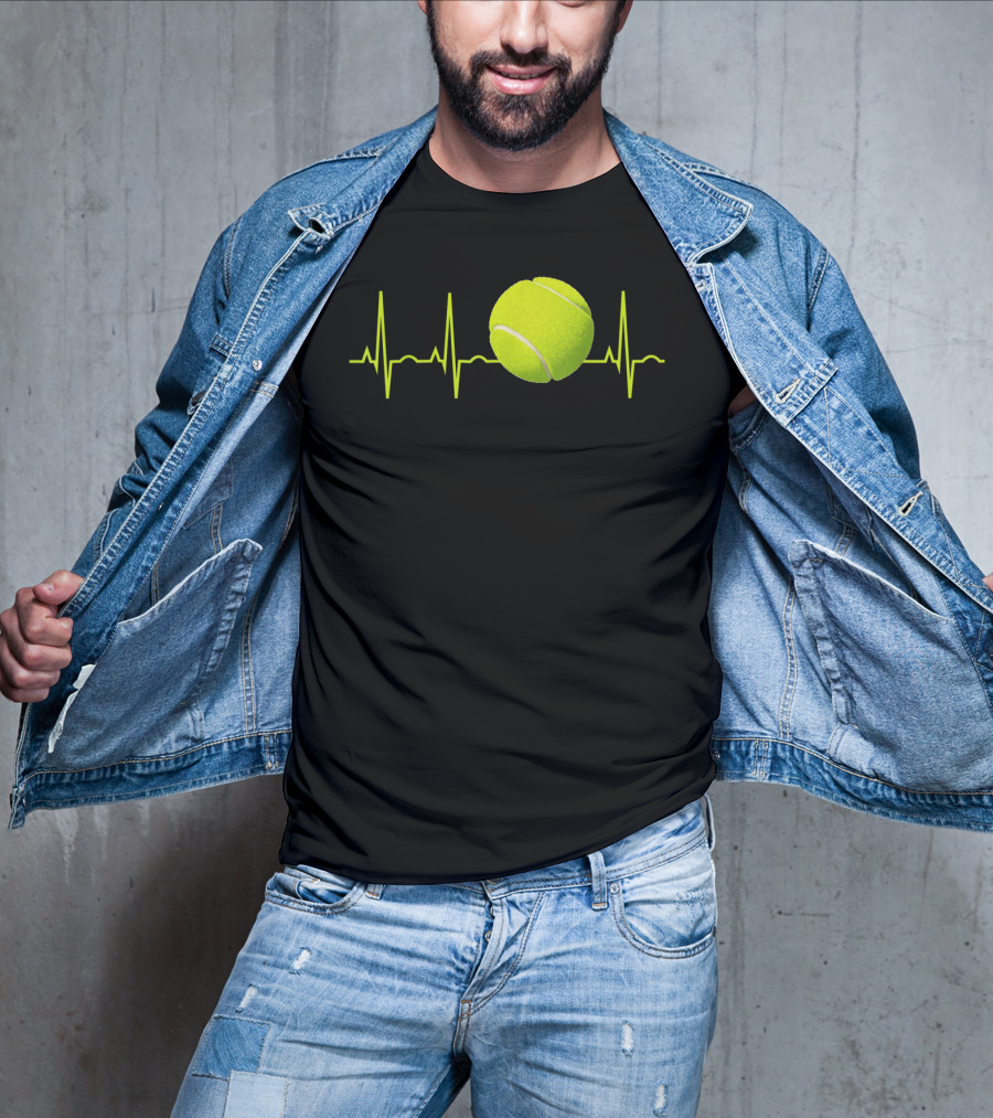 Tennis Lover Heartbeat Tennis Ball T-Shirt