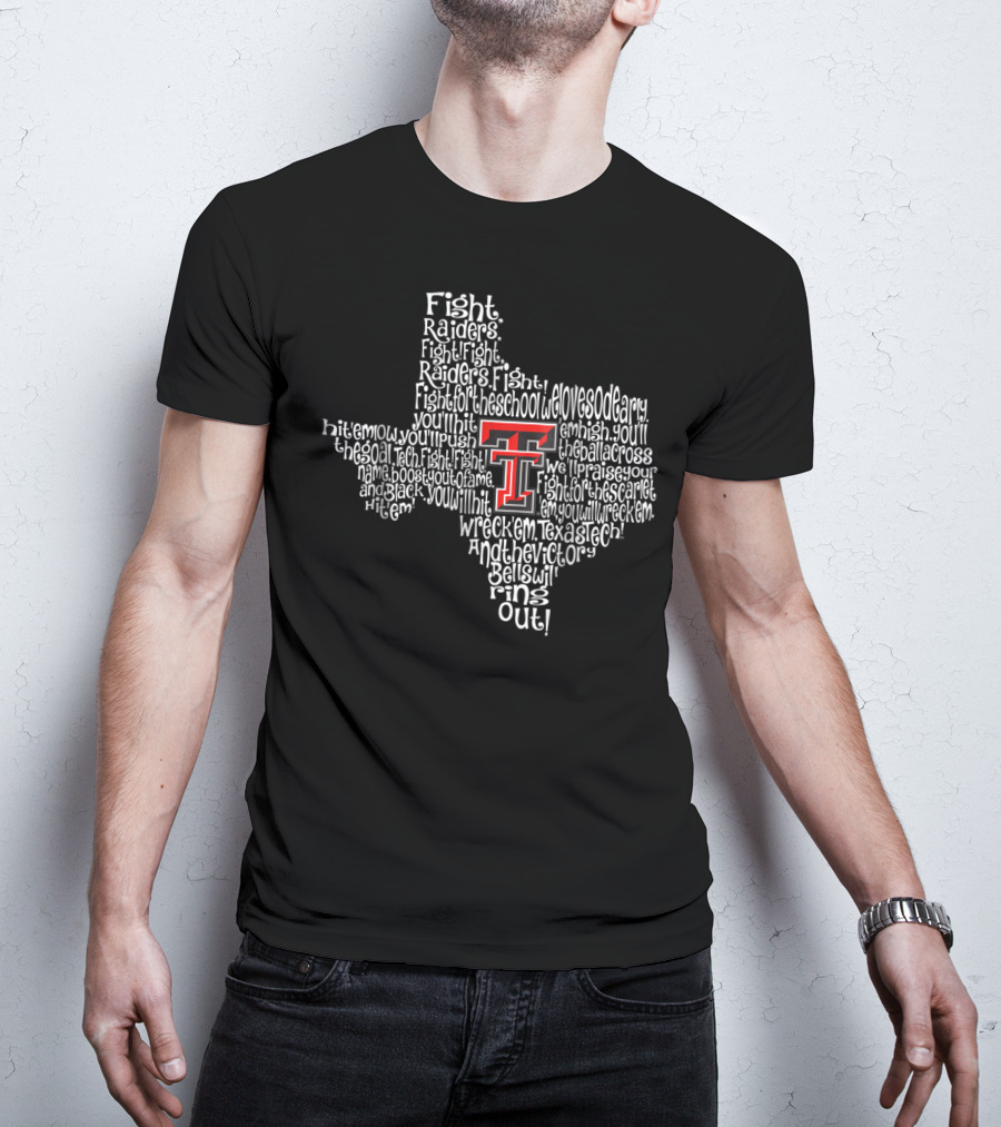 Texas Tech Red Raiders Fight Song Map Texas Shape T-Shirt