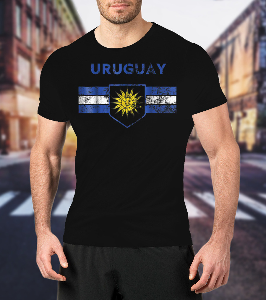 Uruguay Soccer Sun Emblem Flag Blue Stripes T-Shirt