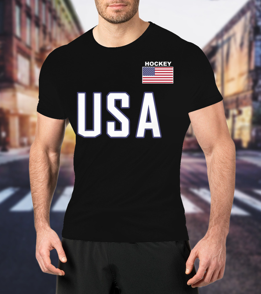 USA Flag Hockey Pocket Equipment Jacket T-Shirt