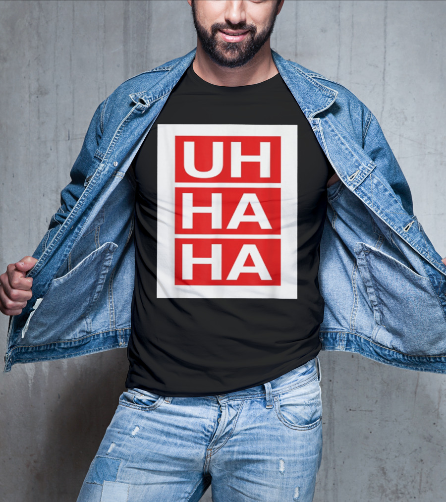 UH HA HA Graphic On Red Blocks T-Shirt