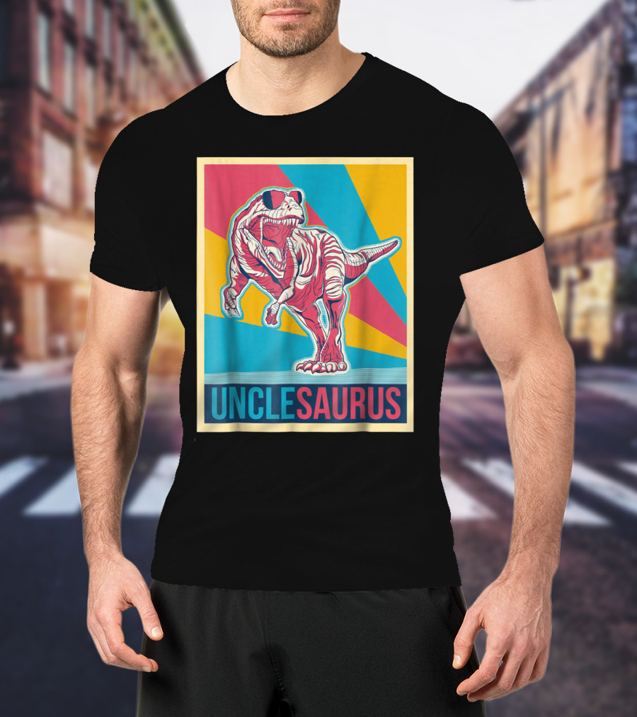 Unclesaurus Retro T-Rex Dinosaur Sunglasses Multicolor T-Shirt