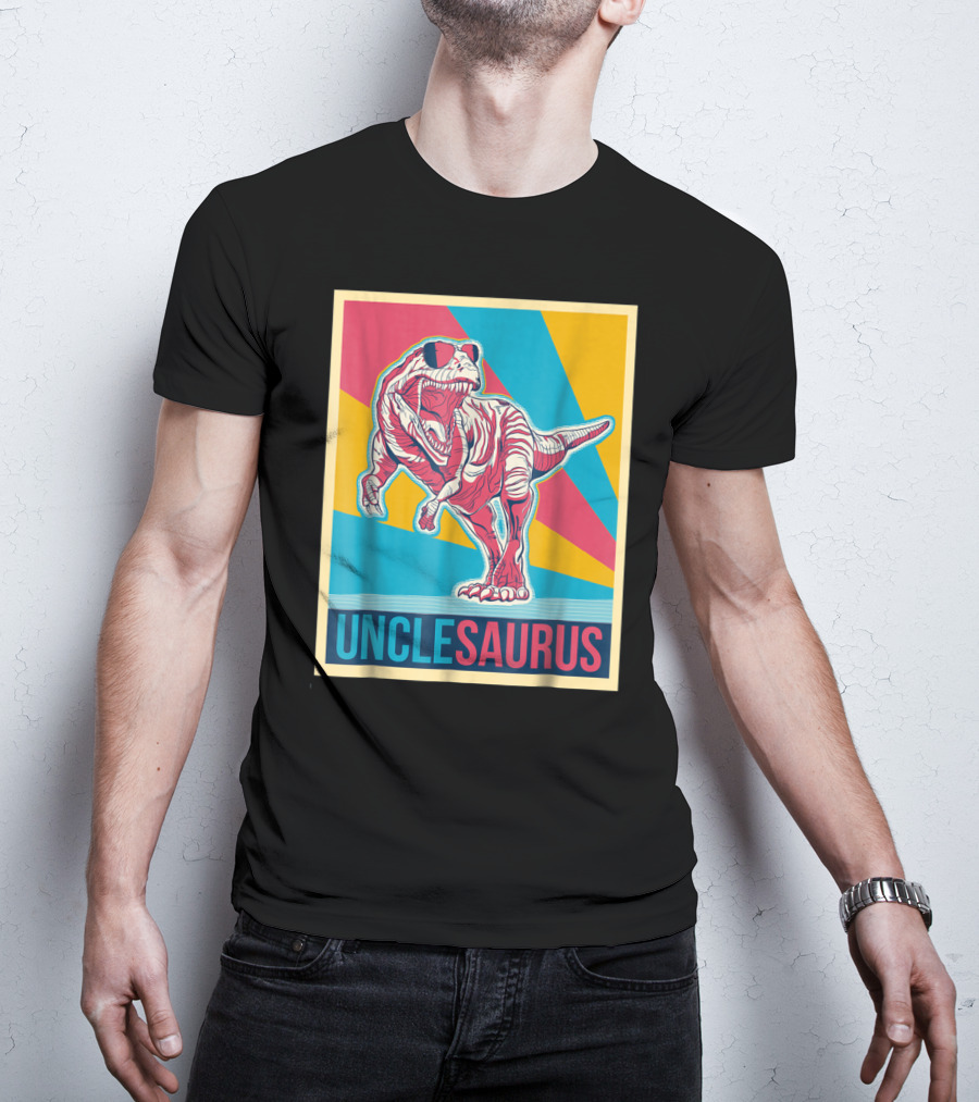 Unclesaurus Retro T-Rex Dinosaur Sunglasses Multicolor T-Shirt