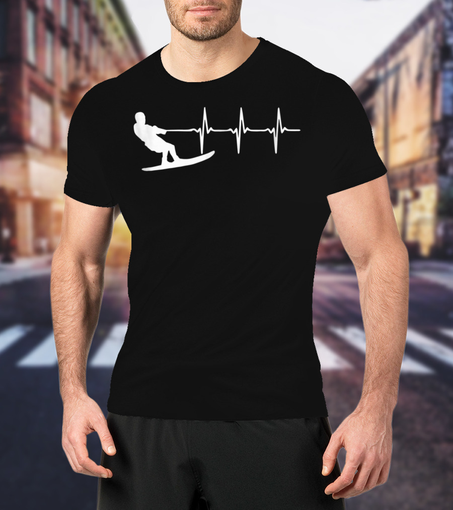 Waterski Heartbeat Pulse Design For Waterskiers T-Shirt
