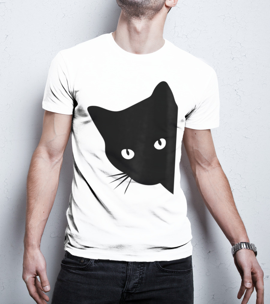 Cat Lover Ladies Spy Cat Hidden Peeking Cat T-Shirt