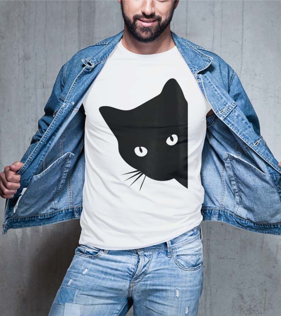 Cat Lover Ladies Spy Cat Hidden Peeking Cat T-Shirt
