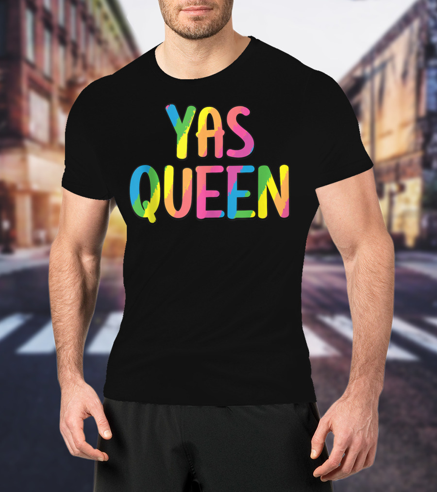 Yas Queen Colorful Pride Letters T-Shirt