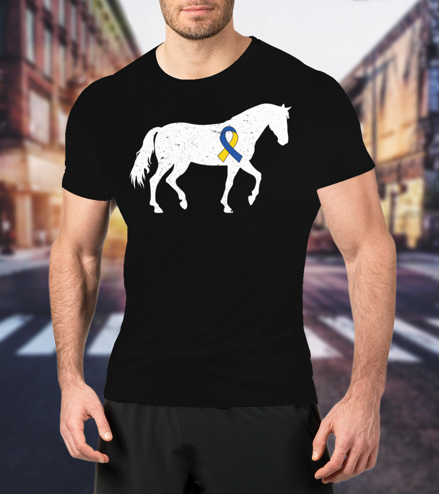 Horse Down Syndrome Awareness Blue Yellow T-Shirt