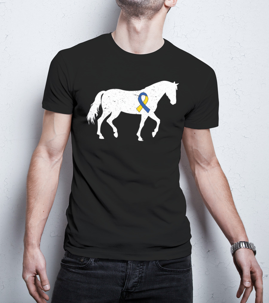 Horse Down Syndrome Awareness Blue Yellow T-Shirt