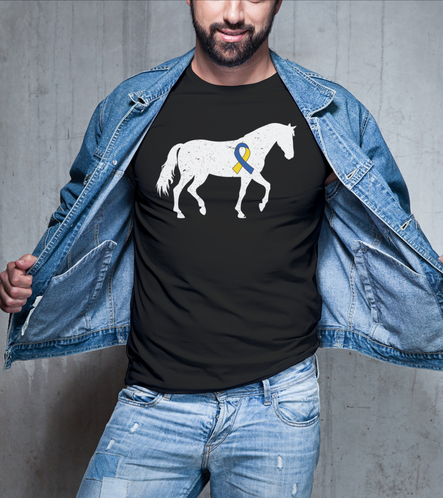 Horse Down Syndrome Awareness Blue Yellow T-Shirt