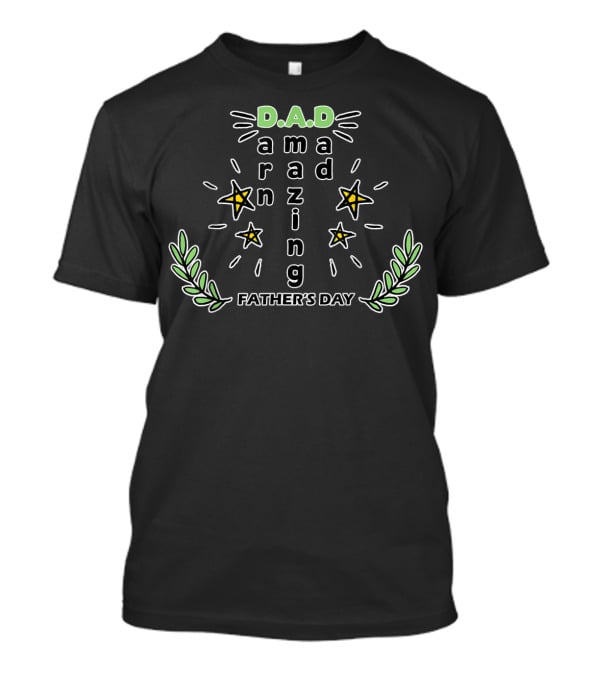 D.A.D Darn Amazing Dad Father's Day Stars And Laurel Leaves T-Shirt