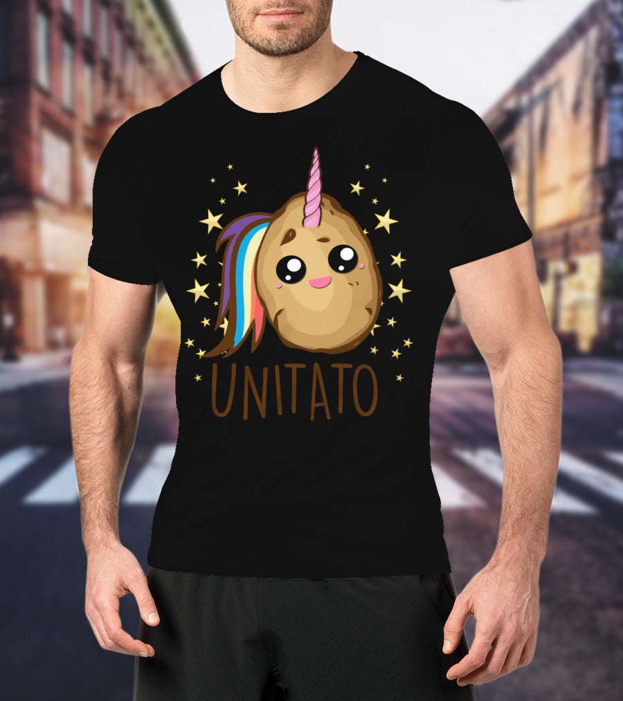 Funny Potato Unicorn UNITATO Cute Starry Rainbow Horn T-Shirt
