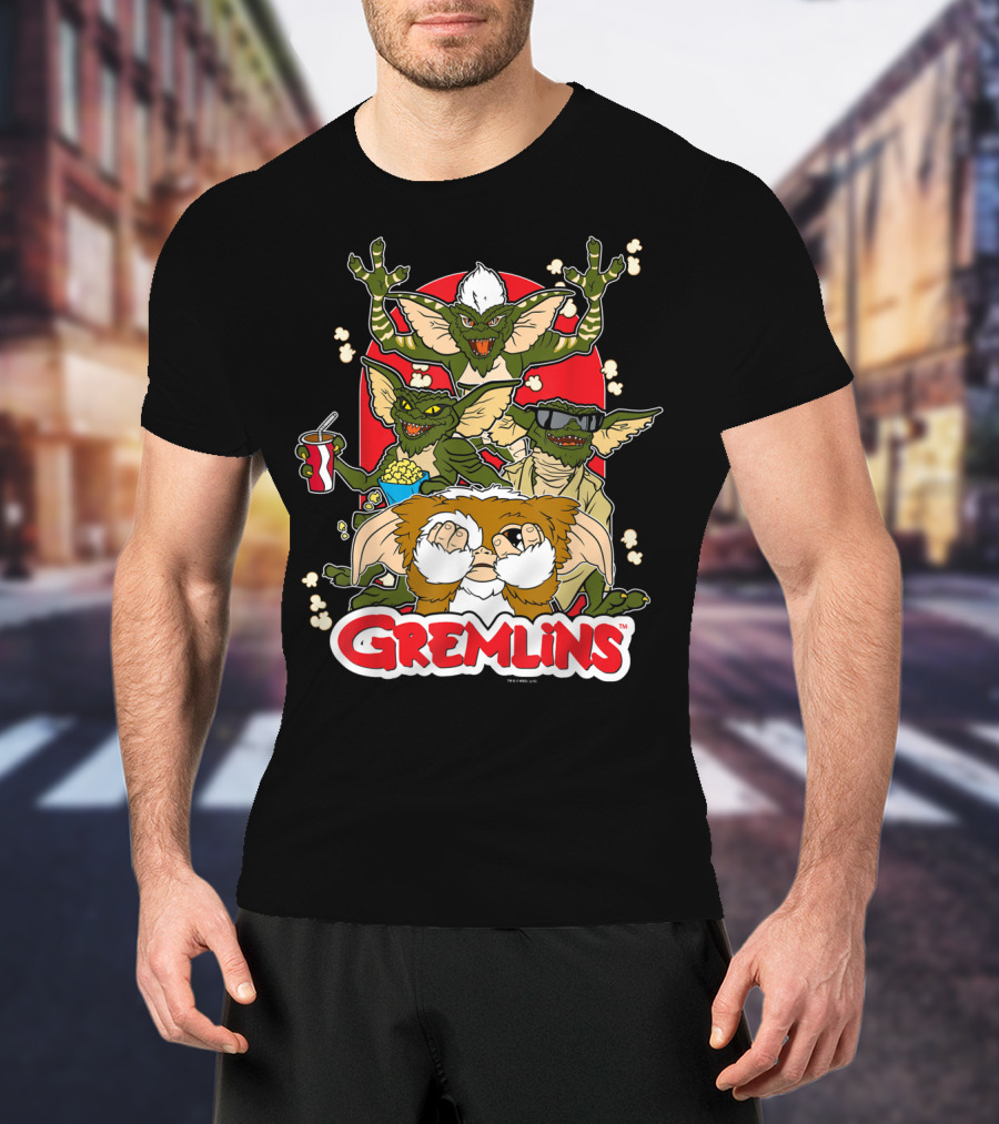 Gremlins Eating Popcorn Movie Snack Fun T-Shirt