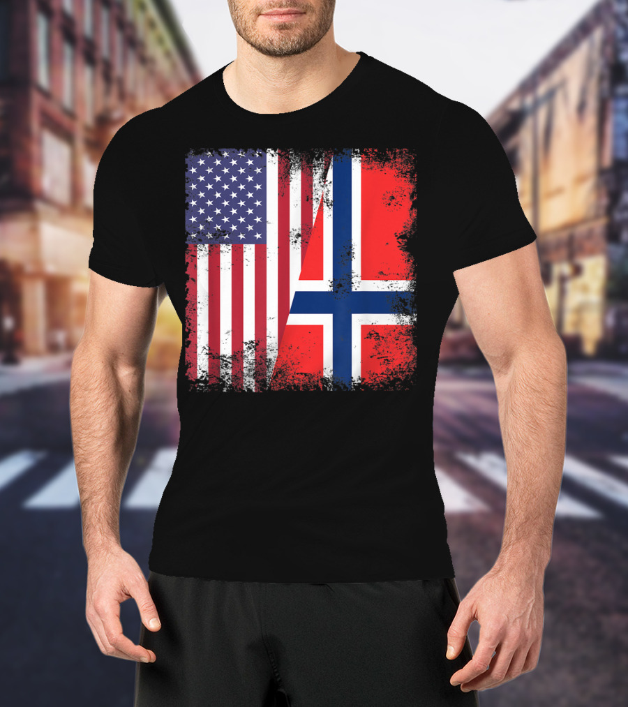 USA Norway Half Flag T-Shirt