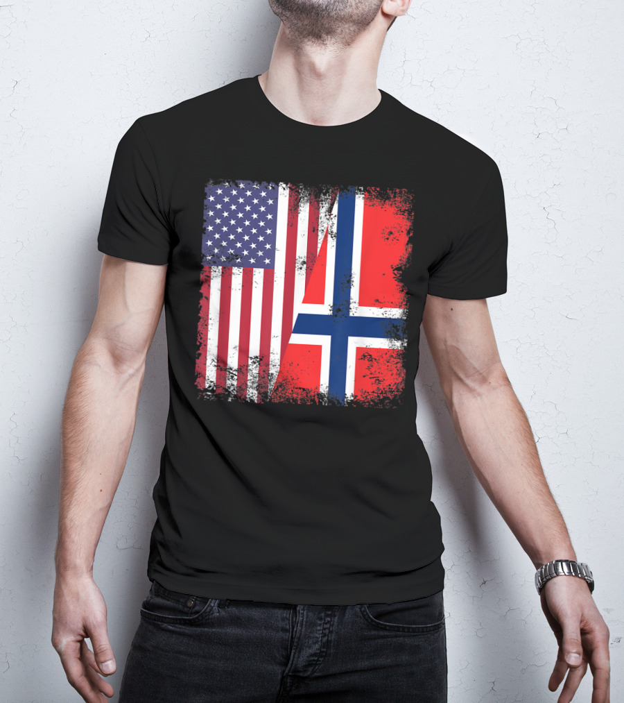 USA Norway Half Flag T-Shirt