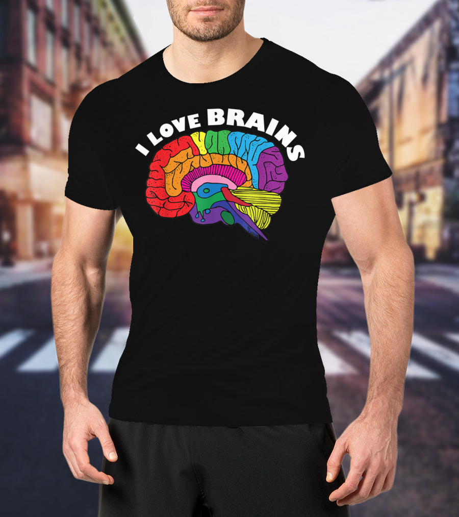 I Love Brains Neuroscience Neurologist Brain Lover Rainbow T-Shirt