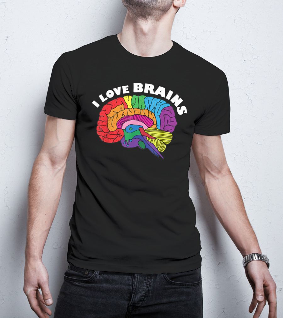 I Love Brains Neuroscience Neurologist Brain Lover Rainbow T-Shirt