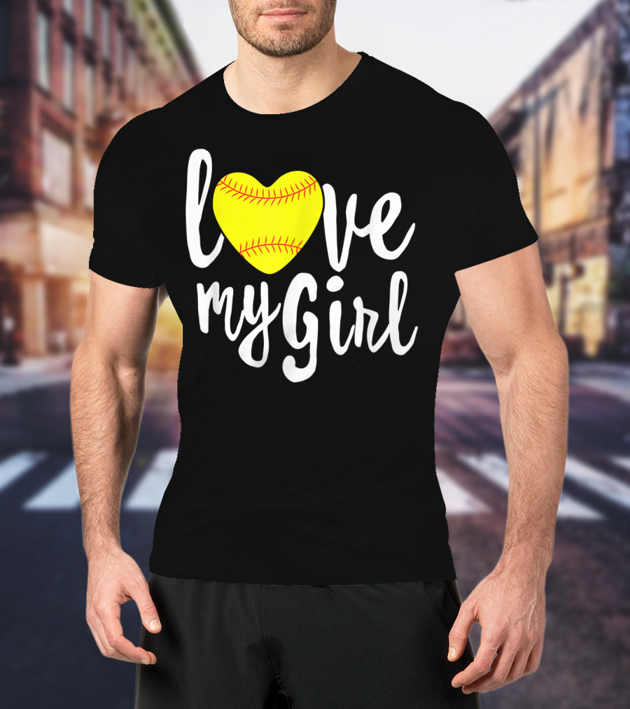 Love My Girl Softball Heart T-Shirt