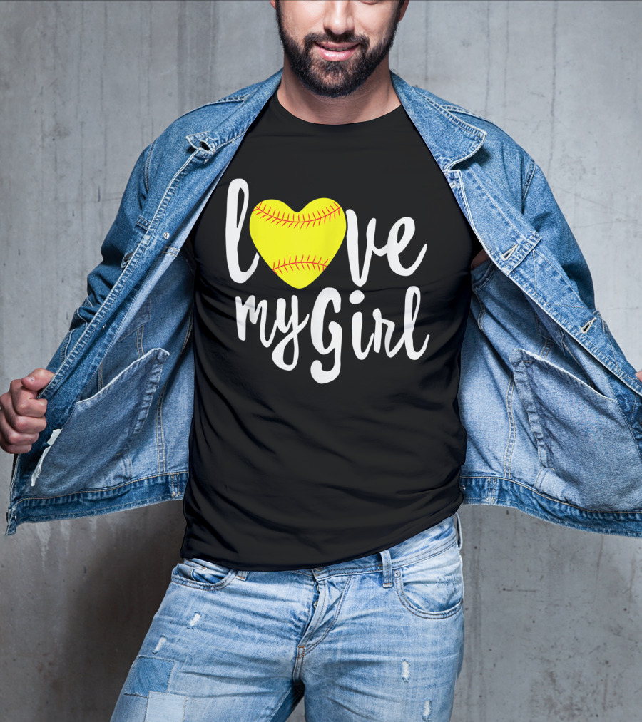 Love My Girl Softball Heart T-Shirt