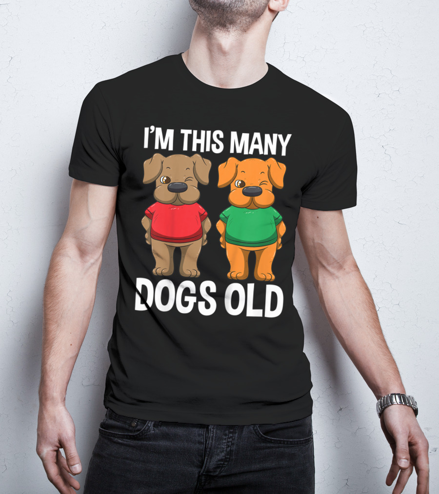 I'm This Many Dogs Old Cute Kids 2 Yr Boy Girl Birthday T-Shirt
