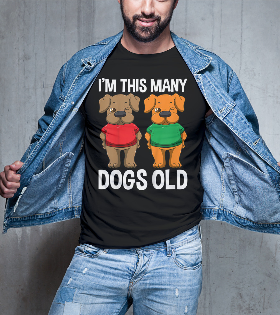 I'm This Many Dogs Old Cute Kids 2 Yr Boy Girl Birthday T-Shirt