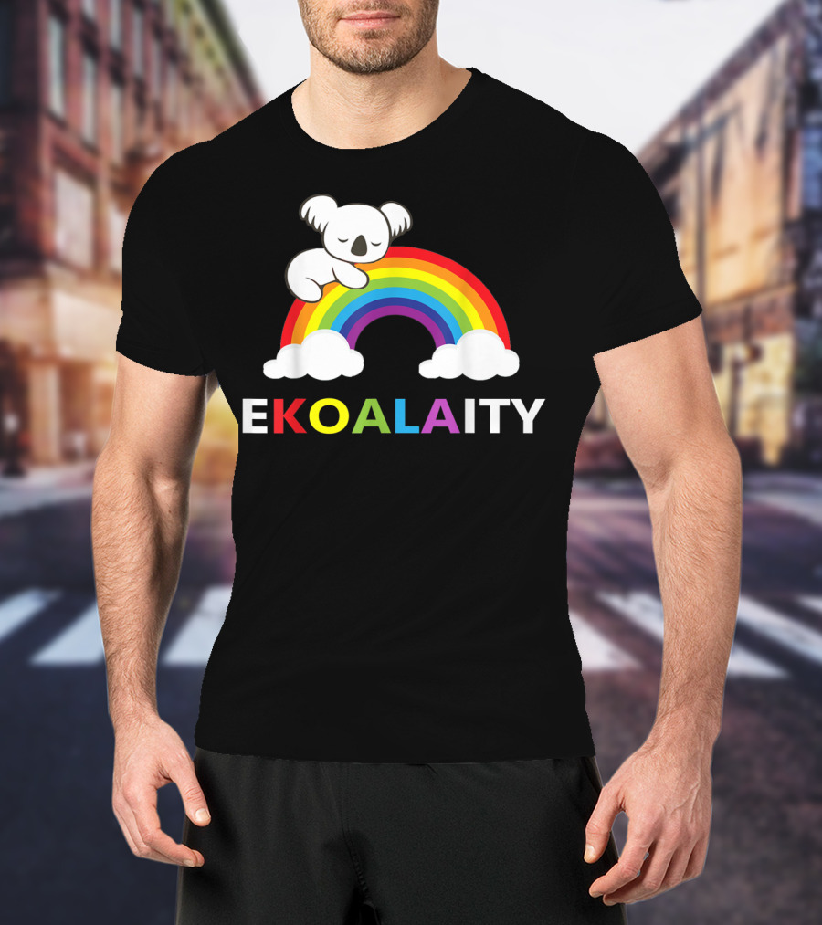 EKOALAITY Koala Rainbow Flag Gay Pride T-Shirt