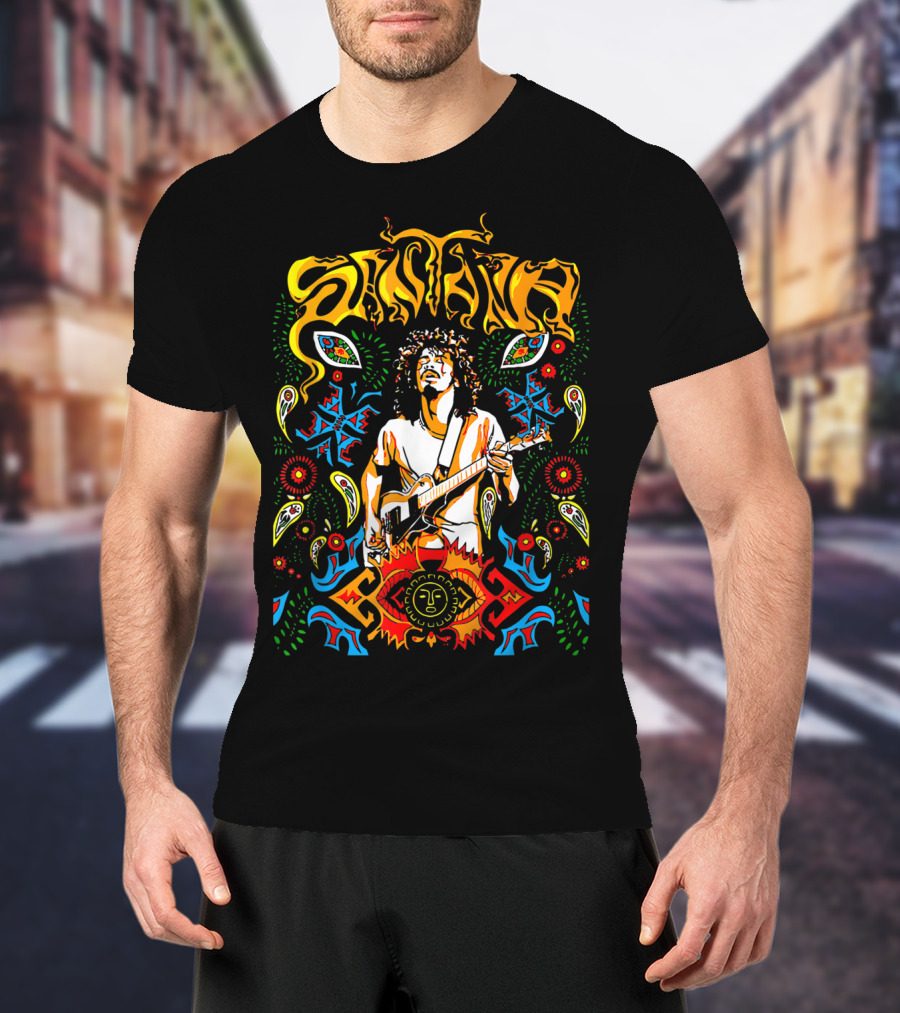 Santana Make Somebody Happy Perfect Psychedelic Guitar T-Shirt
