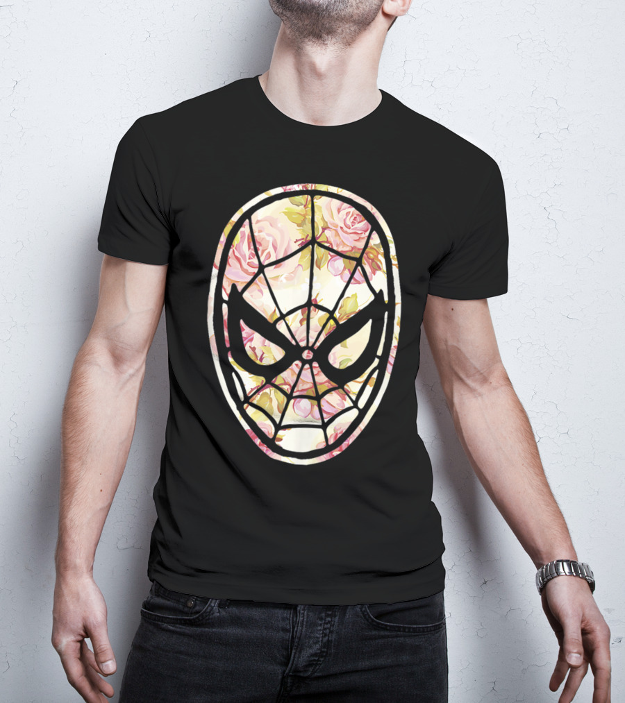 Marvel Spider Man Mask Floral Fill Floral T-Shirt