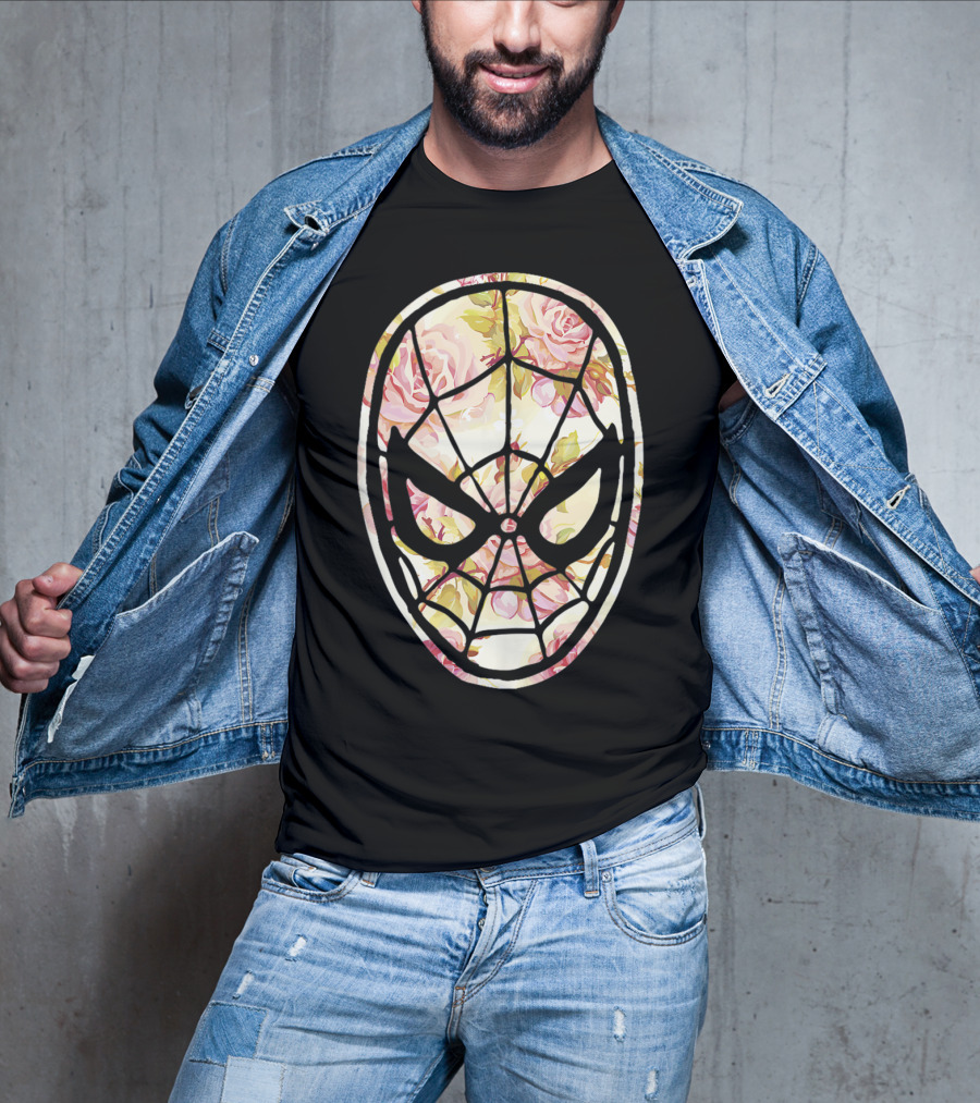 Marvel Spider Man Mask Floral Fill Floral T-Shirt
