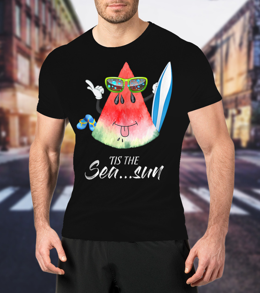 Tis The Sea Sun Melon Christmas Tree Summer Fun T-Shirt