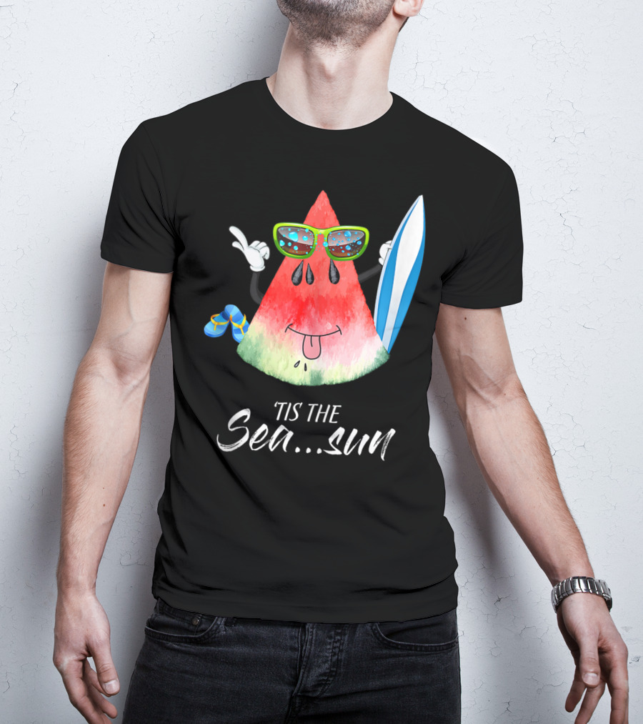 Tis The Sea Sun Melon Christmas Tree Summer Fun T-Shirt