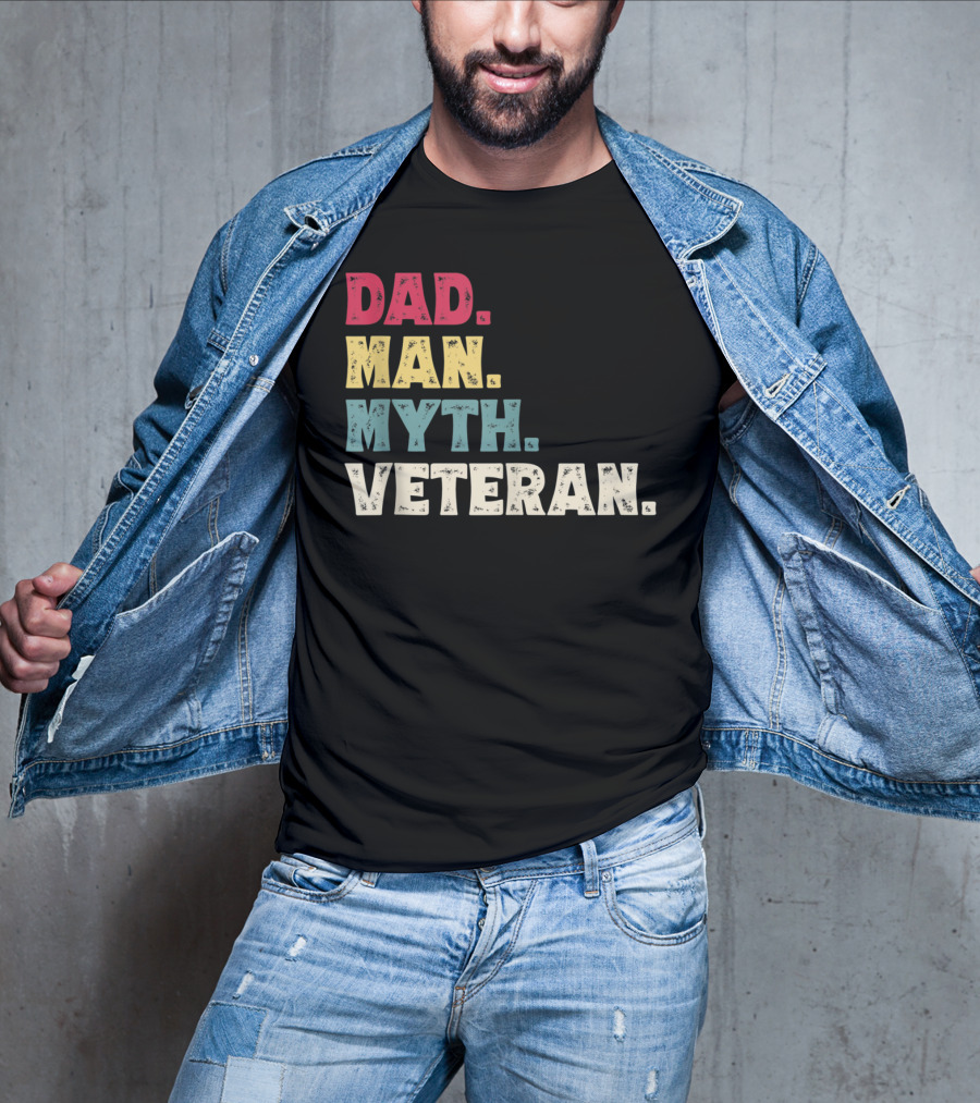 Dad Man Myth Veteran Father's Day Vinta T-Shirt