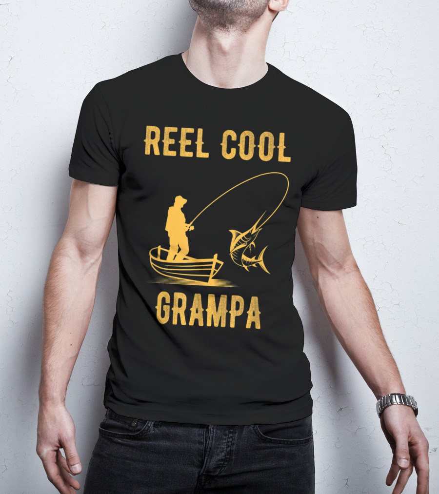 Reel Cool Grampa Fishing Boat And Catching Fish T-Shirt