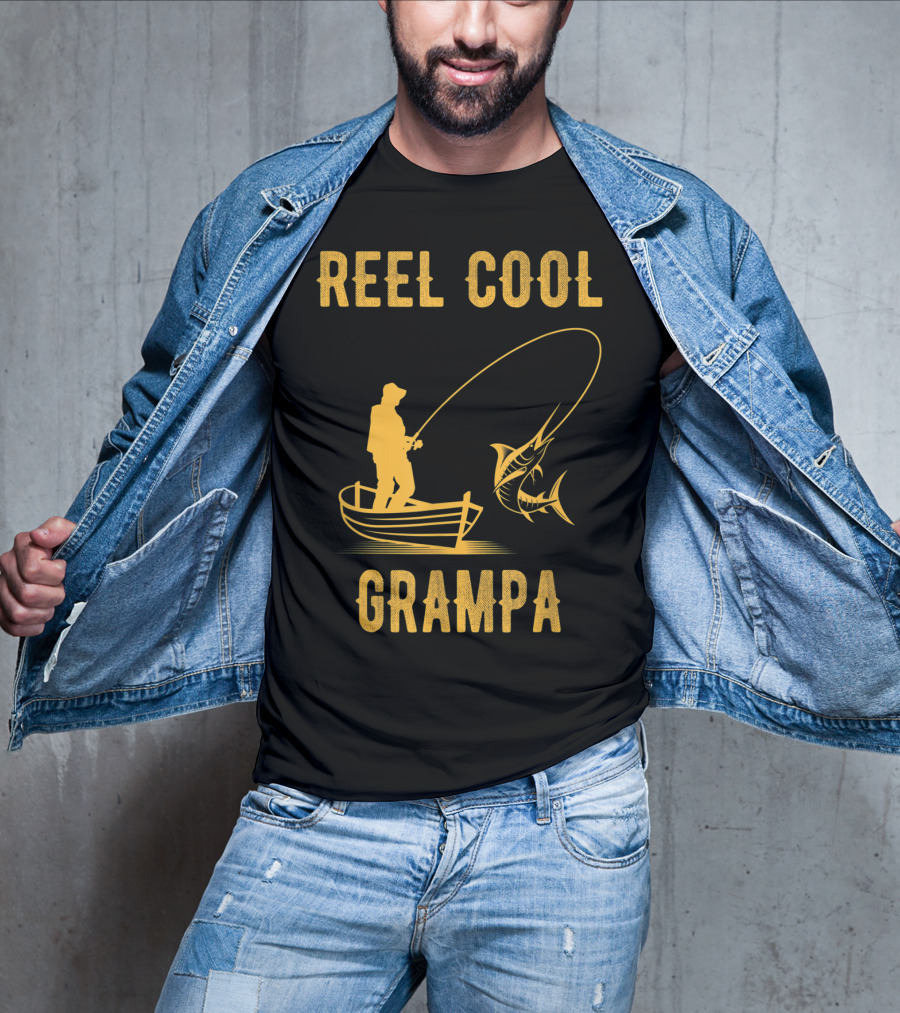 Reel Cool Grampa Fishing Boat And Catching Fish T-Shirt