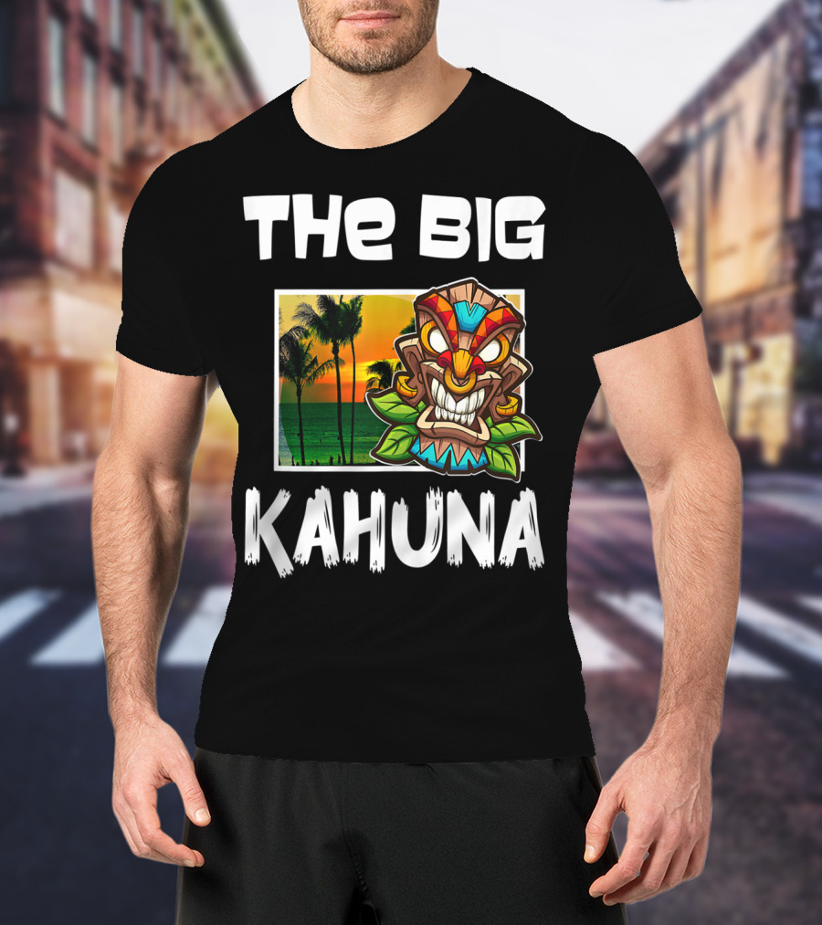 The Big Kahuna Tiki Bar Vibes Aloha Haw Palm Sunset Mask T-Shirt