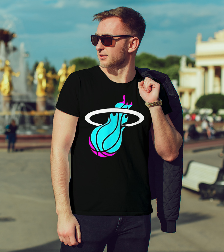 Miami Vices Heat Basketball Neon Flame T-Shirt