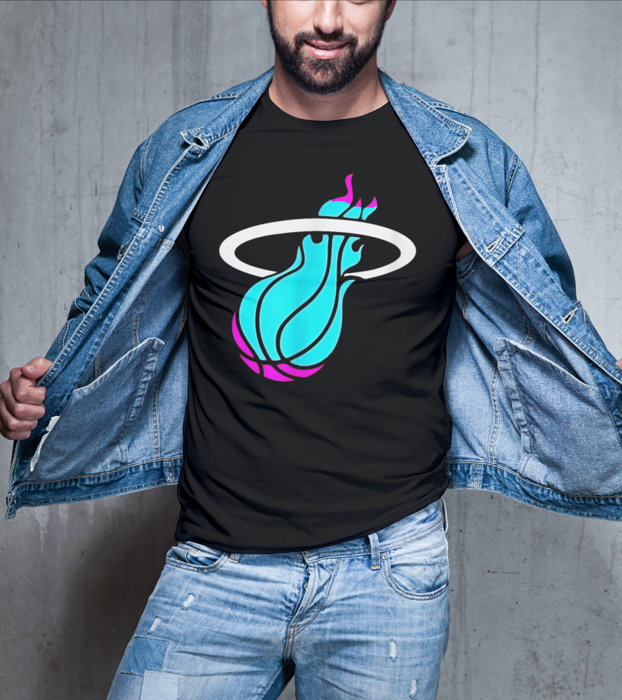 Miami Vices Heat Basketball Neon Flame T-Shirt