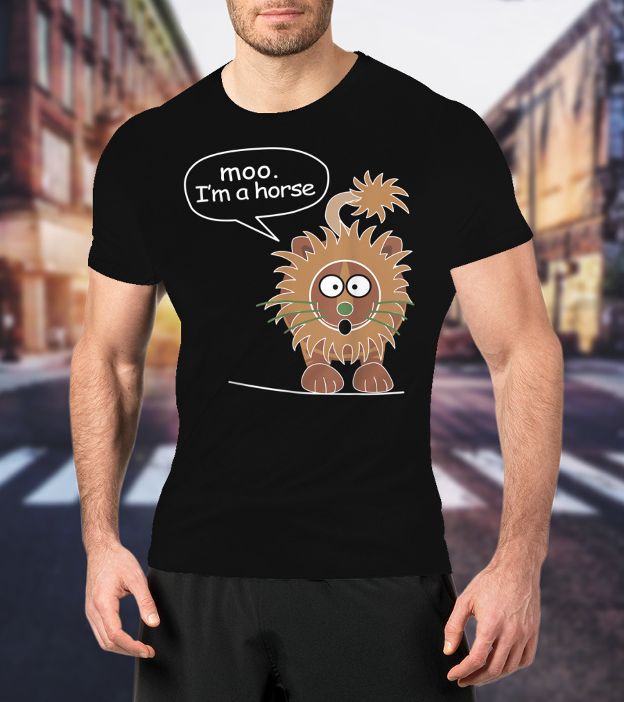 Moo I'm A Horse Cute Lion Illustration Sticker T-Shirt