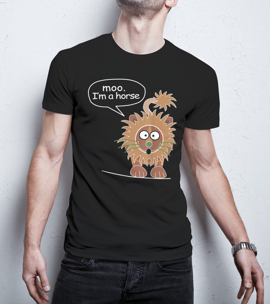 Moo I'm A Horse Cute Lion Illustration Sticker T-Shirt