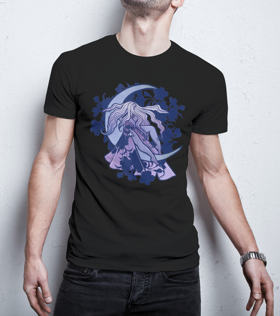 Moon Child Goddess Pagan Crescent Moon Floral T-Shirt