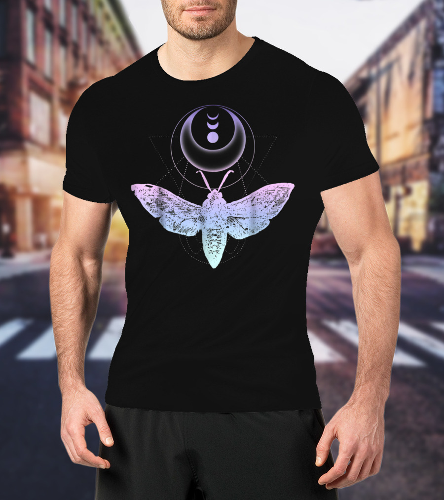 Pastel Goth Moth Crescent Moon Witchy Aesthetic T-Shirt
