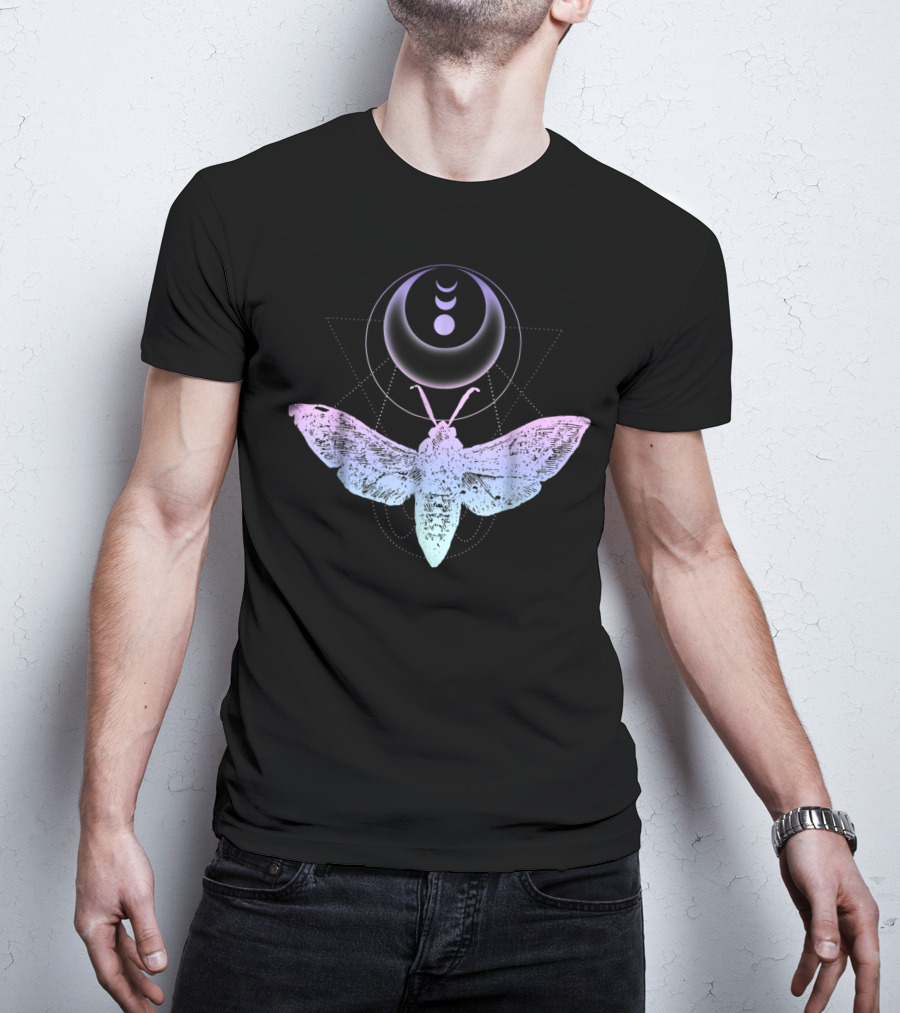 Pastel Goth Moth Crescent Moon Witchy Aesthetic T-Shirt