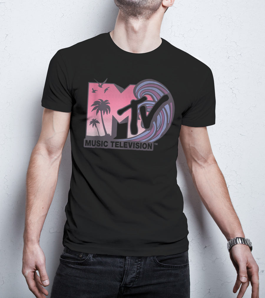 MTV Music Television Palm Trees And Waves T-Shirt