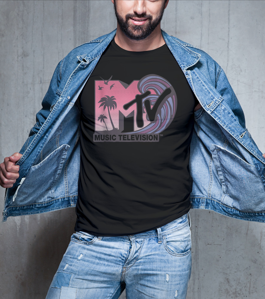 MTV Music Television Palm Trees And Waves T-Shirt