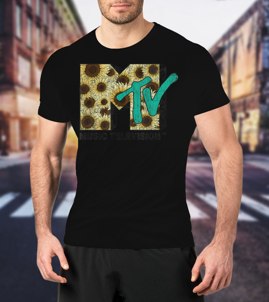 MTV Music Television Distressed Vintage Sunflower T-Shirt